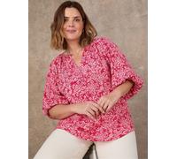Live Unlimited Live Unlimited Pink Floral Print Raglan Puff Sleeve Blouse