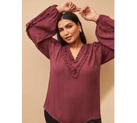 Live Unlimited Live Unlimited Purple Frill Trim V-Neck Blouse