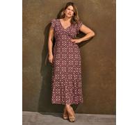 Live Unlimited Live Unlimited Red Boho Floral Print V-Neck Midi Dress Red EU 42 (UK 14)
