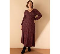 Live Unlimited Live Unlimited Red Ditsy Puff Sleeve Pleated Wrap Dress Red 12