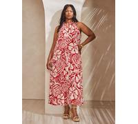 Live Unlimited Live Unlimited Red Floral Print Halter Neck Maxi Dress Red EU 52 (UK 24)