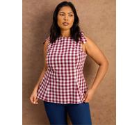Live Unlimited Live Unlimited Red Gingham Bow Tie Peplum Top