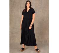 Live Unlimited Live Unlimited Robe longue en jersey à petits volants Noir EU 50 (UK 22)
