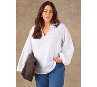 Live Unlimited Live Unlimited White Broderie Nehru Collar Top
