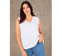Live Unlimited Live Unlimited White Cotton Slub V-Neck Vest