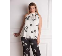 Live Unlimited Live Unlimited White Floral Print Bow Halter Neck Top