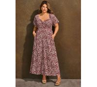 Live Unlimited Robe midaxi Live Unlimited à imprimé fleuri et manches bouffantes Rouge 42