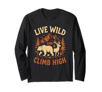 Live Wild Climb High Bear Cerf Randonnée Camping Arbres de Montagne Manche Longue