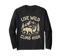 Live Wild Climb High Bear Cerf Randonnée Camping Arbres de Montagne Manche Longue