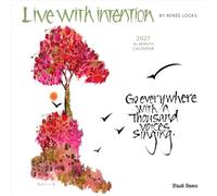 Live with Intention | 2027 12 x 24 Inch (Hanging) Monthly Square Wall Calendar | Featuring the Artwork of Renee Locks | Plastic-Free | Brush Dance | Art Paintings Inspiration Motivation