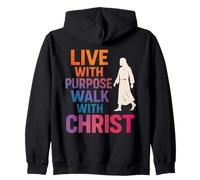 Live with Purpose Walk with Christ Jésus Christian Faith Sweat à Capuche