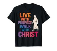 Live with Purpose Walk with Christ Jésus Christian Faith T-Shirt