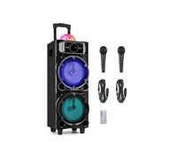 Fenton Enceinte karaoké portable LIVE290 2x8'' Bluetooth 300 W 2 micros Boule disco LEDs MP3 6h
