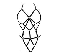 LIVE4COOL Ensemble de Lingerie élastique avec Harnais et Bretelles Creuses réglables pour Femme, Noir 1, Taille Unique