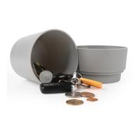 Livebe Pot de fleurs avec coffre-fort caché et compartiment secret, cachette secrète pour clés Gris 3