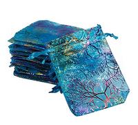 Livecity Lot de 25 pochettes à bijoux en organza coralline de 12 x 9 cm