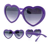 Livecitys Mode Homme Femme été Drôle Amour Forme De Coeur Lunettes De Soleil Lunettes De Soleil Cadeau Pour Accessoire De Déguisement Hippie Violet