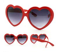 Livecitys Mode Homme Femme été Drôle Amour Forme De Coeur Lunettes De Soleil Lunettes De Soleil Cadeau Pour Accessoire De Déguisement Hippie rouge