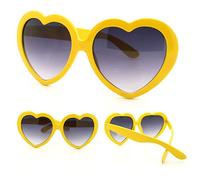 Livecitys Mode Homme Femme été Drôle Amour Forme De Coeur Lunettes De Soleil Lunettes De Soleil Cadeau Pour Accessoire De Déguisement Hippie Jaune
