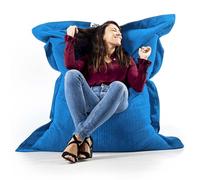 LIVEDECO - Pouf Déhoussable avec Billes, Rectangulaire, Velours Côtelé Bleu Ciel, Intérieur pour Salon, Chambre - BiG52