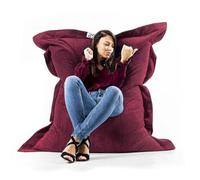 LIVEDECO - Pouf Déhoussable avec Billes, Rectangulaire, Velours Côtelé Cerise, Intérieur pour Salon, Chambre - BiG52