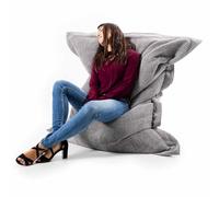 LIVEDECO - Pouf Déhoussable avec Billes, Rectangulaire, Velours Côtelé Gris Clair, Intérieur pour Salon, Chambre - BiG52