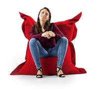 LIVEDECO - Pouf Déhoussable avec Billes, Rectangulaire, Velours Côtelé Rouge, Intérieur pour Salon, Chambre - BiG52