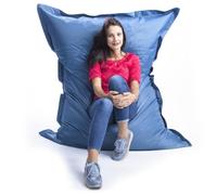 LIVEDECO - Pouf Géant Bleu Canard BiG52 Classic 170x130 cm - Déhoussable, Intérieur/Extérieur, Rempli de Billes de Polystyrène