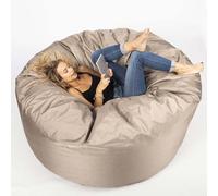 LIVEDECO - Pouf Géant Rond XXL Extérieur en Tissu Résistant Outdoor Taupe, Déhoussable, pour Jardin, terrasse - Titan