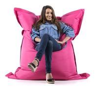 LIVEDECO - Pouf Géant Rose BiG52 Classic 170x130 cm - Déhoussable, Intérieur/Extérieur, Rempli de Billes de Polystyrène