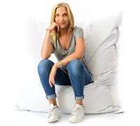 LIVEDECO - Pouf Géant XL 160 x120 cm Intérieur et Extérieur, Déhoussable, Salon, Jardin, Blanc BiG52