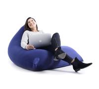 LIVEDECO - Pouf Géant XL Forme Berlingot Intérieur, Déhoussable, Salon, Chambre, Tissu Stretch élastique, Bleu Marine BiG52