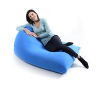 LIVEDECO - Pouf Géant XL Forme Berlingot Intérieur, Déhoussable, Salon, Chambre, Tissu Stretch élastique, Bleu BiG52