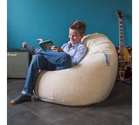 LIVEDECO - Pouf Poire Déhoussable avec Billes, Velours Côtelé Beige, Intérieur pour Salon, Chambre - BiG52