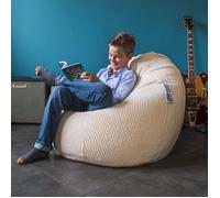 LiveDeco - Pouf Poire Velours Côtelé Beige, Intérieur pour Salon, Chambre, déhoussable - BiG52