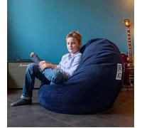 LiveDeco - Pouf Poire Velours Côtelé Bleu Marine, Intérieur pour Salon, Chambre, déhoussable - BiG52