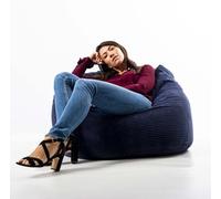 LIVEDECO - Pouf Rond XL Velours Côtelé Bleu Marine, Intérieur pour Salon, Chambre, déhoussable - Titan