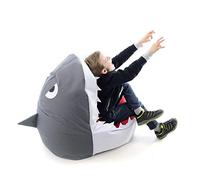 LIVEDECO - Pouf XL pour Enfant, Design Requin Intérieur, Déhoussable, Salon, Chambre, Blanc BiG52