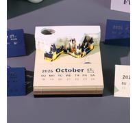 LiveGo Calendrier 2026 3D - Calendrier de bureau en papier sculpté avec lumière LED - Bloc-notes - Décoration à faire soi-même pour Noël, pendaison de crémaillère, bureau, maison