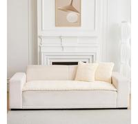 LiveGo Housse de canapé en velours de lait lavable, adaptée aux animaux domestiques, antidérapante et pelucheuse pour 2/3/4 places Housse de meuble souple résistante aux chiens pour salon (beige D, 70