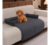 LiveGo Housse de canapé pour Animaux de Compagnie - en Peluche Lavable - Protection de Meubles pour Chiens et Chats - Antidérapant - Doux et Durable - Confortable et Facile à Nettoyer (Gris foncé, A