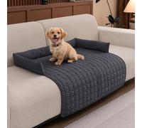 LiveGo Housse de canapé pour Animaux de Compagnie - en Peluche Lavable - Protection de Meubles pour Chiens et Chats - Antidérapant - Doux et Durable - Confortable et Facile à Nettoyer (Gris foncé A