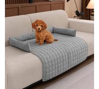 LiveGo Housse de canapé pour Animaux de Compagnie - en Peluche Lavable - Protection de Meubles pour Chiens et Chats - Antidérapant - Doux et Durable - Confortable et Facile à Nettoyer (Gris Clair A