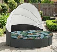 LiveGo Housse de Couette pour Lit de Jour Extérieur, Housse de Lit de Jour de Remplacement de 168 cm avec Bande Élastique, Housse de Lit de Soleil, Housses de Coussin de Lit Rond Extérieur (Forêt