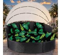 LiveGo Housse de coussin de lit de jour d'extérieur, 167,6 cm, housse de remplacement pour lit de jour avec bande élastique, housse de coussin de lit de soleil, housses de coussin de lit rond