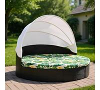 LiveGo Housse de coussin de lit de jour d'extérieur, 168 cm Housse de remplacement pour lit de jour avec bande élastique, Housse de coussin pour lit de soleil, Housses de coussin rondes pour lit
