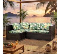 LiveGo Housse de coussin extensible pour canapé de jardin - Housse de coussin d'extérieur de remplacement pour meubles de jardin - Protège-canapé pour chaise - Souple et flexible - (6, Feuilles vertes