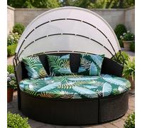 LiveGo Housse de coussin pour daybed d'extérieur, Housse de daybed de remplacement de 168 cm avec bande élastique, Housse de lit de soleil, Housses de coussin de lit rond d'extérieur (Forêt verte, 4