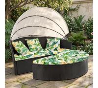 LiveGo Housse de coussin pour lit de jour extérieur, Housse de remplacement de 168 cm pour lit de jour avec bande élastique, Housse de lit de soleil, Housses de coussin rondes pour l'extérieur