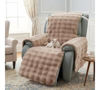 LiveGo Housse de fauteuil inclinable en fausse fourrure de lapin épaisse - 58,4 cm - Housse de protection de meubles douce et pelucheuse pour salon et chambre à coucher